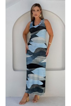 171166 - Vestido Longo Ramany Estampa Abstrata